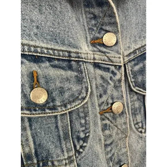 Vintage 1995 Warner Bros Looney Tunes Embroidered Denim Jean Jacket Vest L - Picture 3 of 6